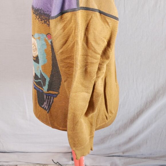 Vintage Vittorio Rocchetti 90s Sweater L Men's Brown Graphic 100% Cotton - Picture 11 of 16